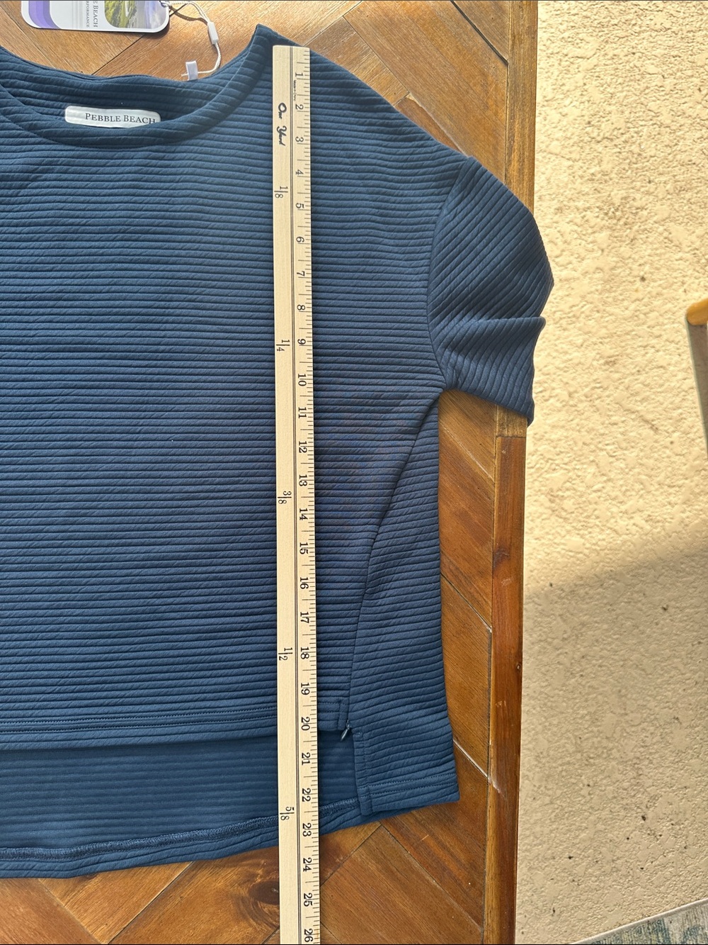 Pebble Beach Navy Ribbed Performance Top - Picture 5 of 6